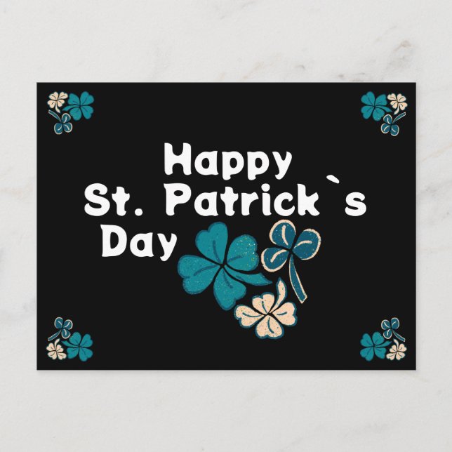 Postal Festiva Shamrock Clover Irish Happy St. Patrick's Day (Anverso)