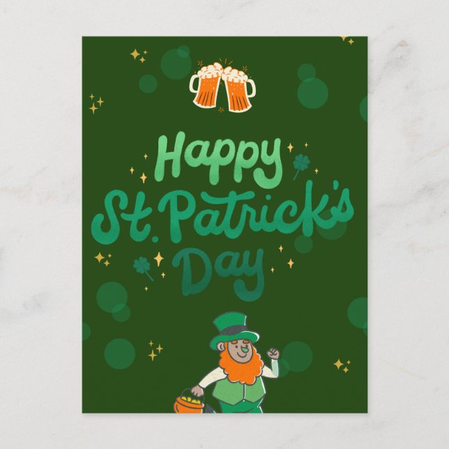 Postal Festiva "Shamrock & Shenanigans: Día de San Patricio (Anverso)