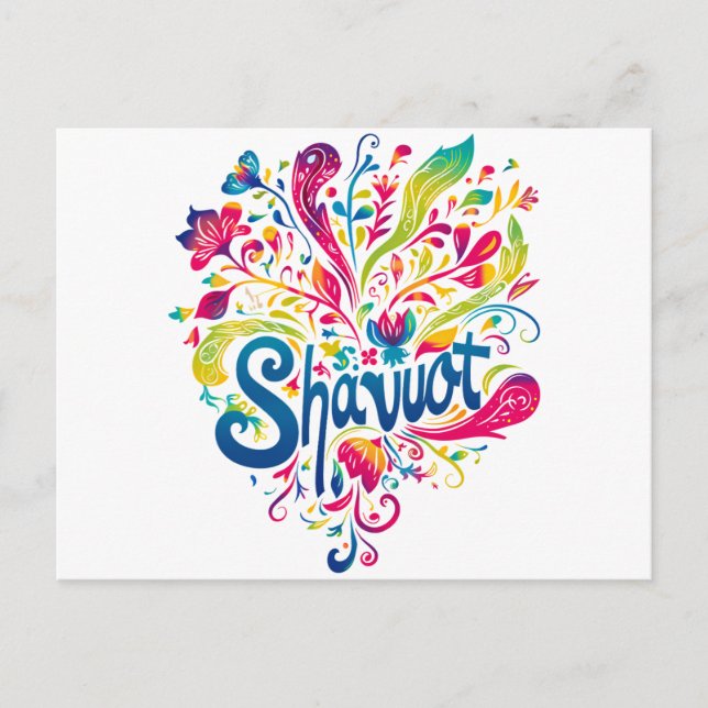 Postal Festiva Shavuot - Colorida celebración de Shavuot (Anverso)