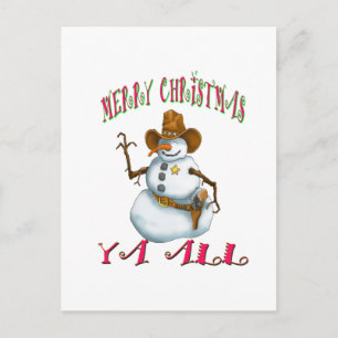 Postal Festiva sherriff MerryChrsts Ya todo del muñeco de nieve
