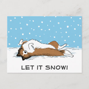 Postal Festiva Shetland Sheepdog Deja que nieve con leche para pe