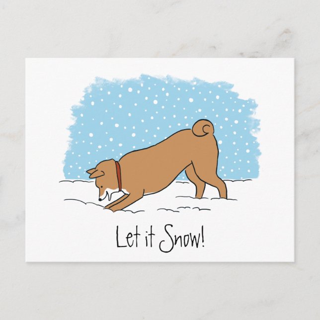 Postal Festiva Shiba Inu lo dejó nevar - día de fiesta feliz del (Anverso)