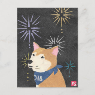Postal Festiva Shiba Inu, Shiba anaranjado, año del perro