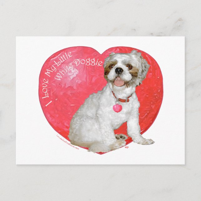Postal Festiva Shih Tzu/el día de San Valentín de Lasa Apso (Anverso)