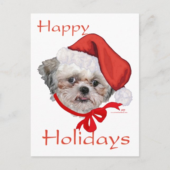 Postal Festiva Shih Tzu Rescue Dog Happy Holidays (Anverso)