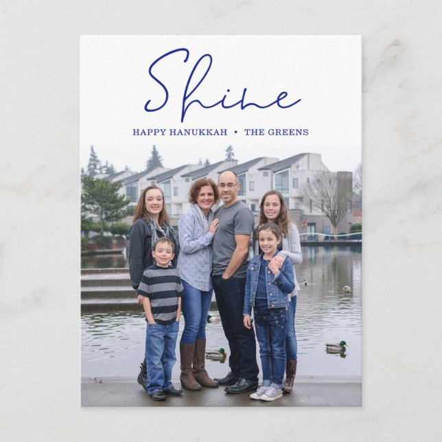 Postal Festiva Shine Happy Hanukkah Blue Photo Postcard (Anverso)