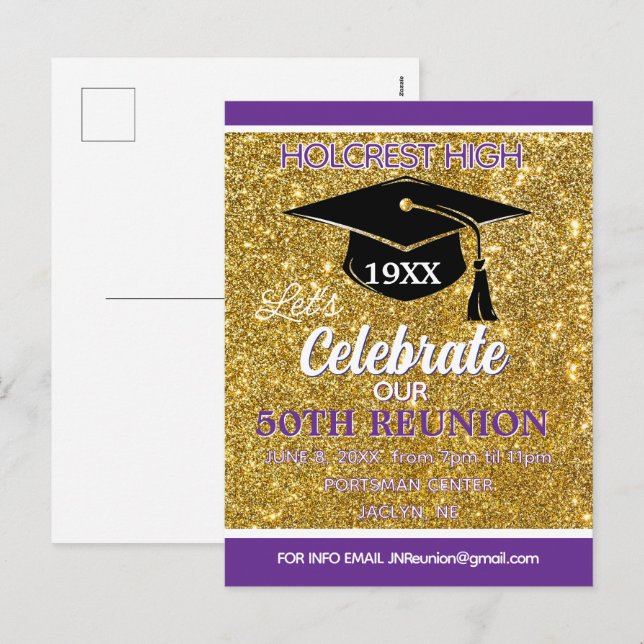 Postal Festiva Show stopper Class Reunion invitation post card (Anverso / Reverso)