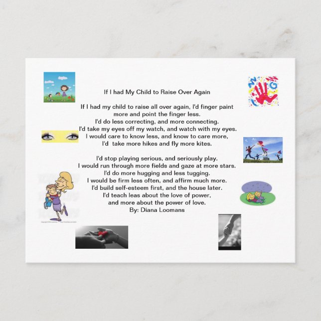 Postal Festiva Si pudiera criar a mis hijos otra vez (Anverso)