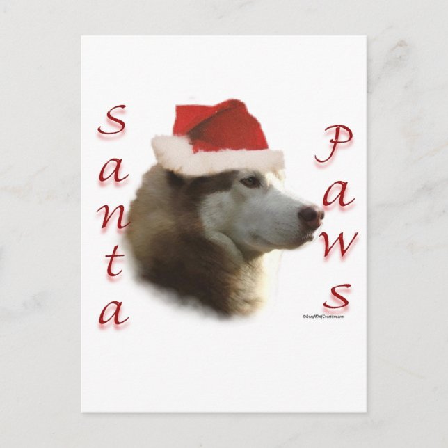 Postal Festiva Siberian Husky Santa Paws (Anverso)
