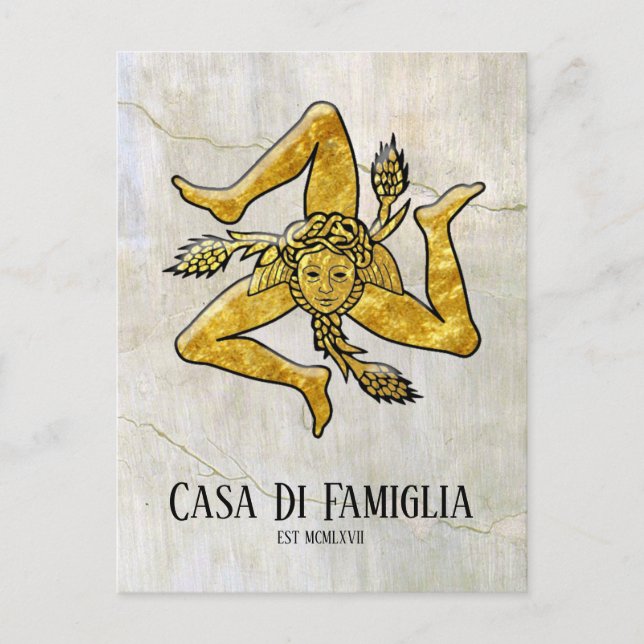 Postal Festiva Siciliano Trinacria Tu Texto (Anverso)