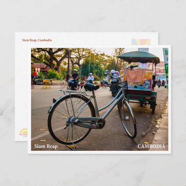 Postal Festiva Siem Reap Bicycle Street – Travel Postcard (Anverso / Reverso)