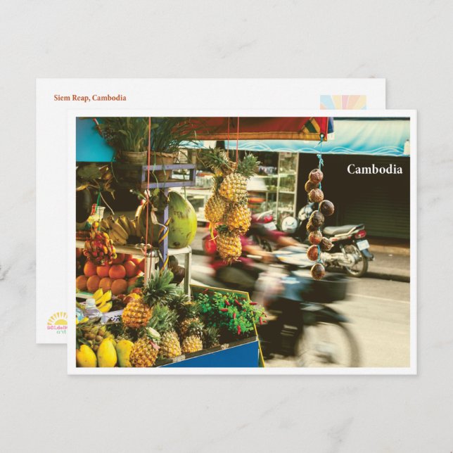 Postal Festiva Siem Reap Fruit Market – Travel Postcard (Anverso / Reverso)
