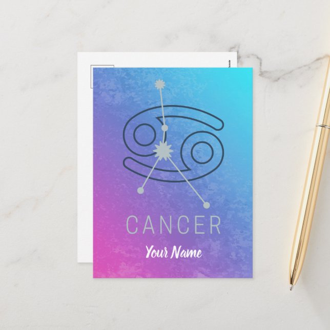 Postal Festiva Signo de estrella del Zodiac del cáncer Constelaci (Anverso/Reverso In Situ)