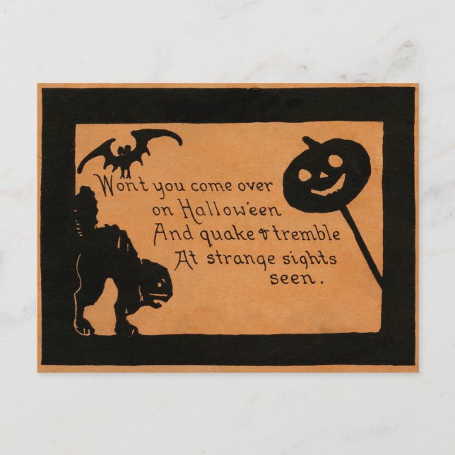 Postal Festiva Silhouettes de Halloween (Anverso)