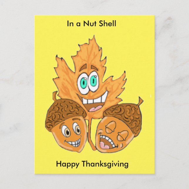 Postal Festiva Silly Acorns Thankending Postcard (Anverso)