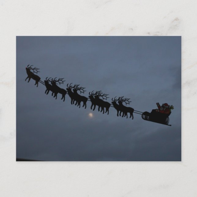 Postal Festiva Silueta de Santa y de reno (Anverso)