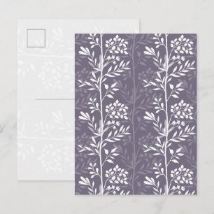Postal Festiva Silueta floral elegante lavanda púrpura minimalist
