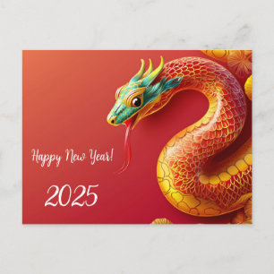 Postal Festiva símbolo chino de zodiac año nuevo 2025 serpiente a