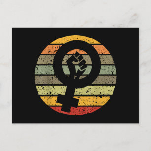 Postal Festiva Símbolo de feminismo diseño retro vintage 70 80 90