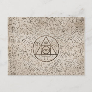 Postal Festiva Símbolo de piedra filosofal Patrón alquímico 3