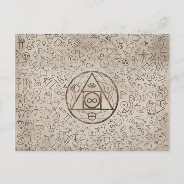 Postal Festiva Símbolo de piedra filosofal Patrón alquímico 3 (Anverso)