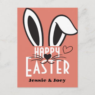 Postal Festiva simple conejito de Pascua simple lindo personaliza