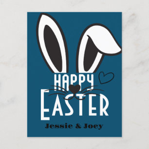 Postal Festiva simple conejito de Pascua simple lindo personaliza
