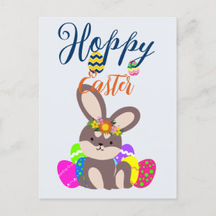 Postal Festiva simple conejito moderno de Pascua feliz Pascua a l