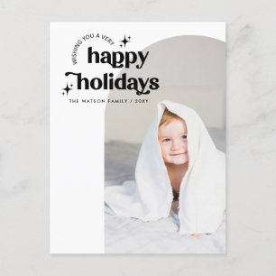 Postal Festiva Simple Cute Retro Groovy Happy Holidays Photo