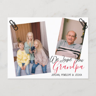 Postal Festiva simple Día feliz del padre, abuelo dos fotos