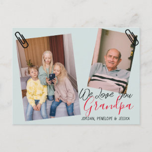 Postal Festiva simple Día feliz del padre, abuelo dos fotos
