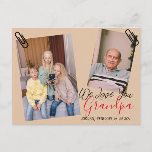 Postal Festiva simple Día feliz del padre, abuelo dos fotos