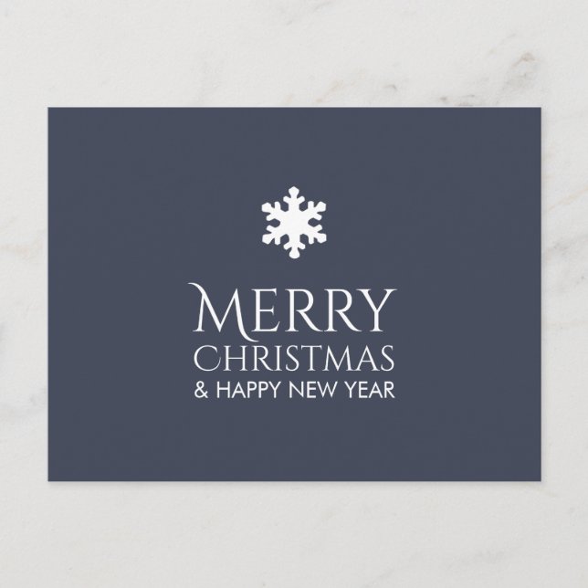 Postal Festiva Simple Elegant Blue Snowflake Xmas (Anverso)