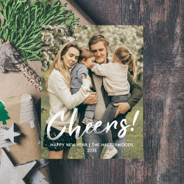 Postal Festiva Simple Elegant Modern Happy New Year One Photo