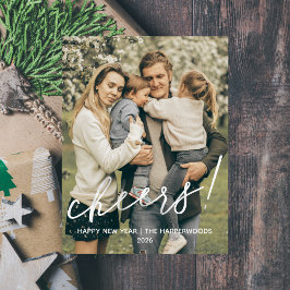 Postal Festiva Simple Elegant Modern Happy New Year One Photo