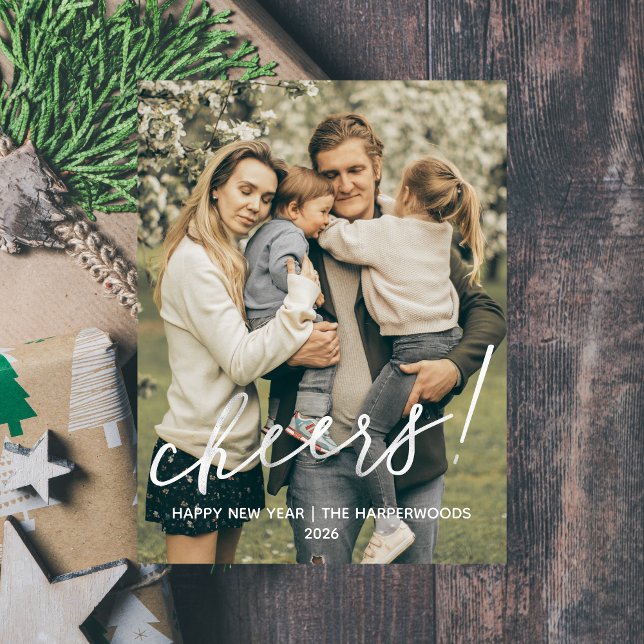 Postal Festiva Simple Elegant Modern Happy New Year One Photo (Subido por el creador)