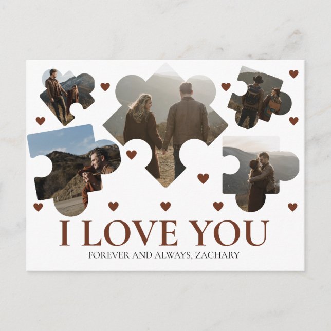 Postal Festiva Simple Love Puzzle el día de San Valentín pareja 5 (Anverso)