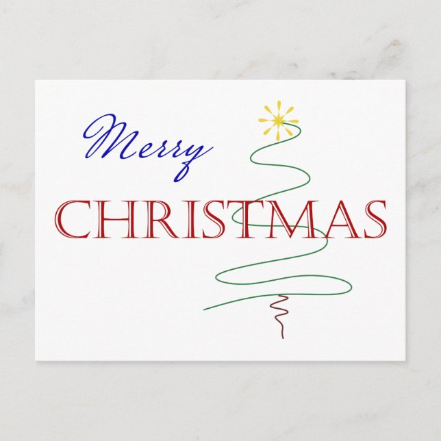 Postal Festiva Simple Merry Christmas Holiday Card (Anverso)