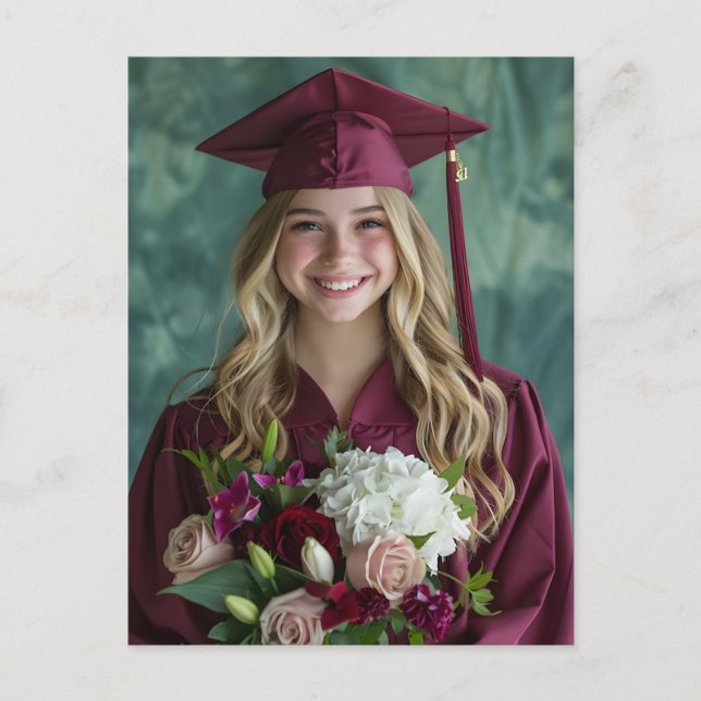 Postal Festiva Simple Modern Calligraphy Graduation Invitation  (Anverso)