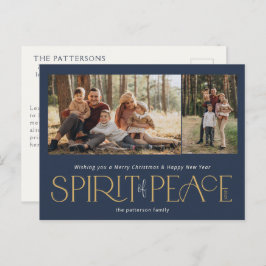 Postal Festiva Simple Peace Photo Navy Gold