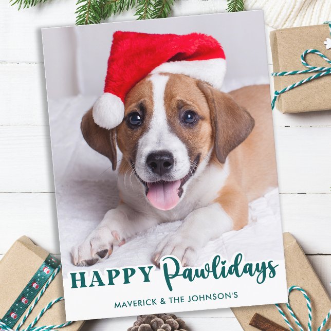 Postal Festiva Simple perro Mascota foto personalizada Felices fi (Subido por el creador)