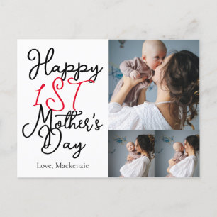 Postal Festiva Simple primer día de la madre regalo tres Collages