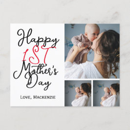 Postal Festiva Simple primer día de la madre regalo tres Collages