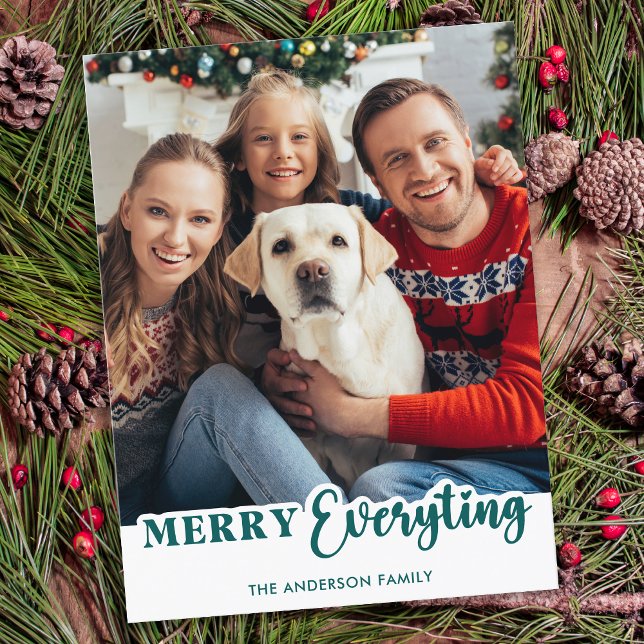 Postal Festiva Simple Red Cute Verde Moderno Merry Todo (Subido por el creador)