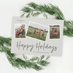 Postal Festiva Simple Script Felices Fiestas 3 Foto Collage