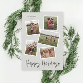 Postal Festiva Simple Script Felices Fiestas 5 Foto Collage