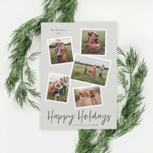 Postal Festiva Simple Script Felices Fiestas 5 Foto Collage