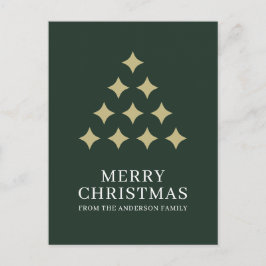 Postal Festiva Simple star tree green Merry Christmas 
