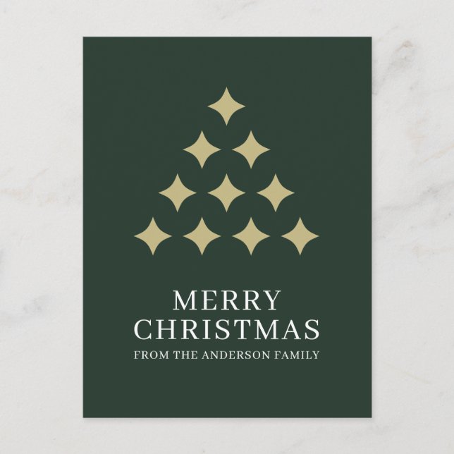 Postal Festiva Simple star tree green Merry Christmas  (Anverso)