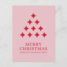 Postal Festiva Simple star tree pink red Merry Christmas 